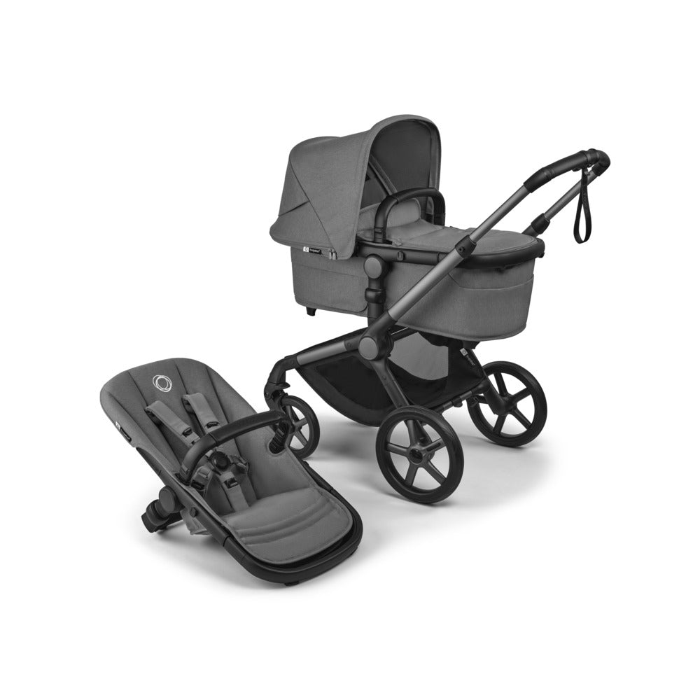 Kombivogn med liggedel og sete Fox 5 Renew Moon Grey forfra
