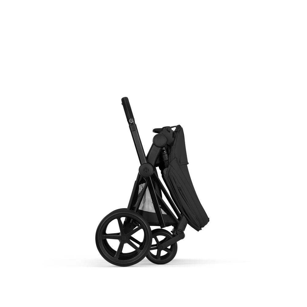 Sideprofil av Kombivogn Priam 5 Comfort Matt Black med babybag Sepia Black