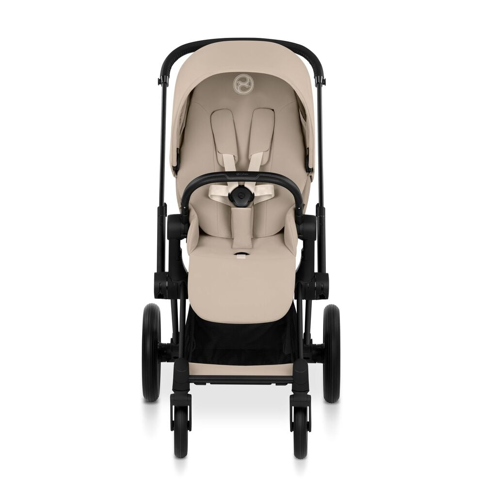 Kombivogn Priam 5 Comfort Matt Black med babybag Cozy Beige bakside