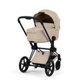 Kombivogn Priam 5 Comfort Matt Black med babybag Cozy Beige forfra