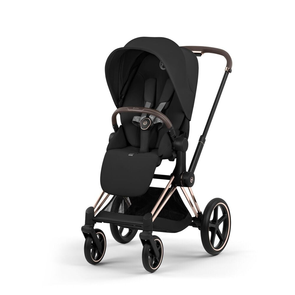 Detalj av sete på Kombivogn Priam 5 Comfort Rosegold med babybag