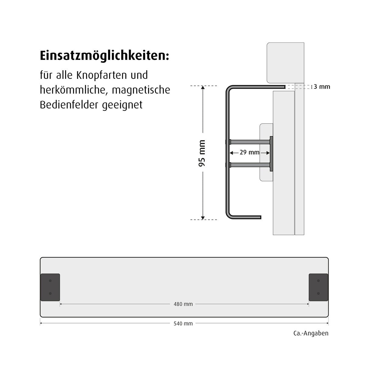 Komfyrbeskyttelse for knotter med magnet - Reer pakket klar til montering