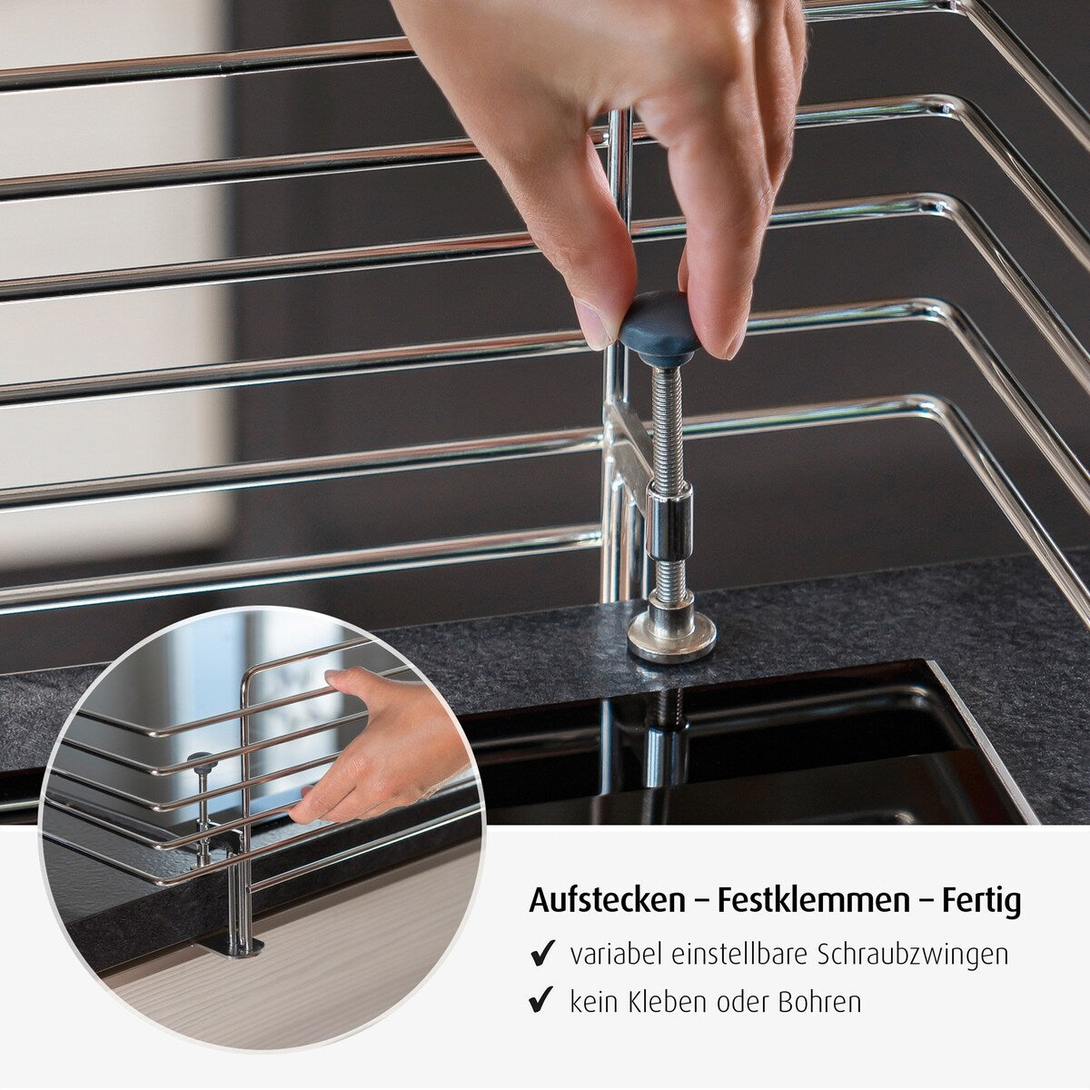 Komfyrgitter Classic 65x18,5 cm med klemfeste detalj av gitter