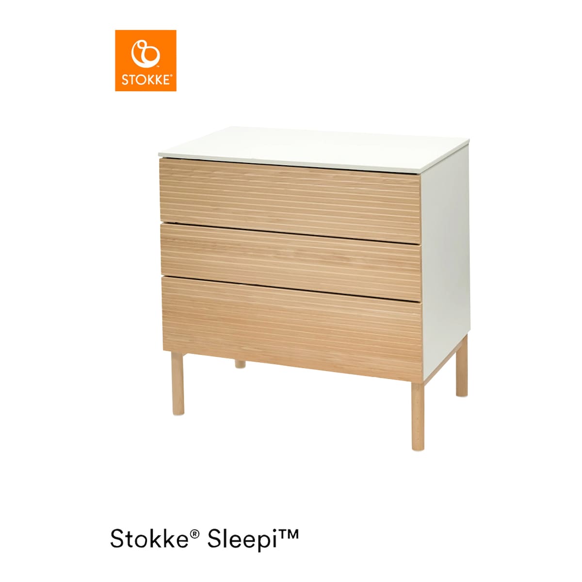 Kommode del 2/2 i bøk med 3 skuffer 88x88 cm - Stokke Sleepi