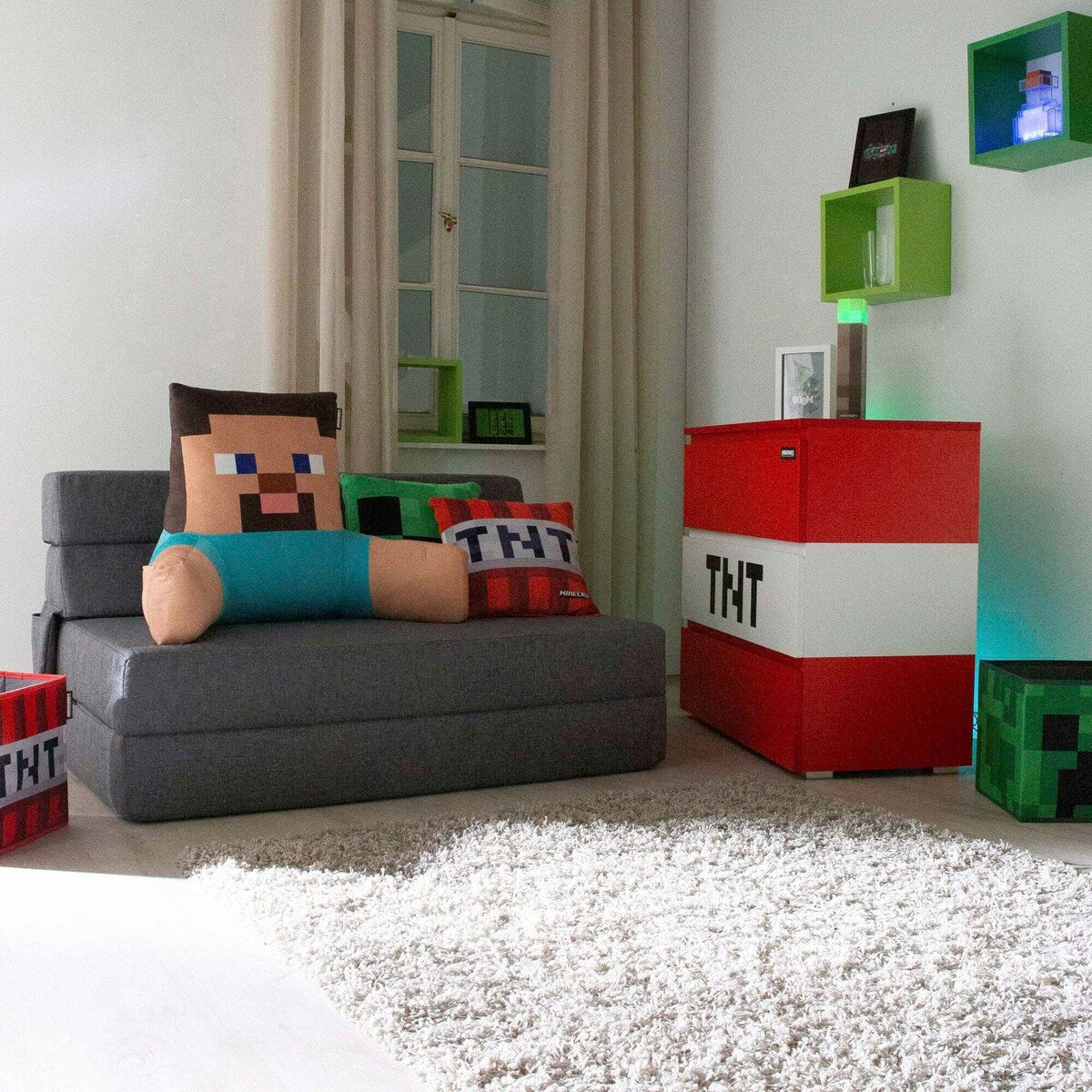 Kommode med 3 skuffer og LED-belysning Minecraft interiørdetalj