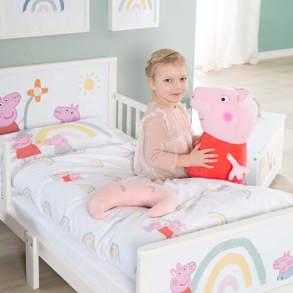 Monteringsdetaljer på Komplett barneseng 70x140 cm Peppa Pig med tekstiler