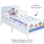 komplett barneseng med sengebunn og sengetoy paw patrol roba montert i barnerom