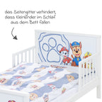 komplett barneseng med sengebunn og sengetoy paw patrol roba detalj av sidegitter