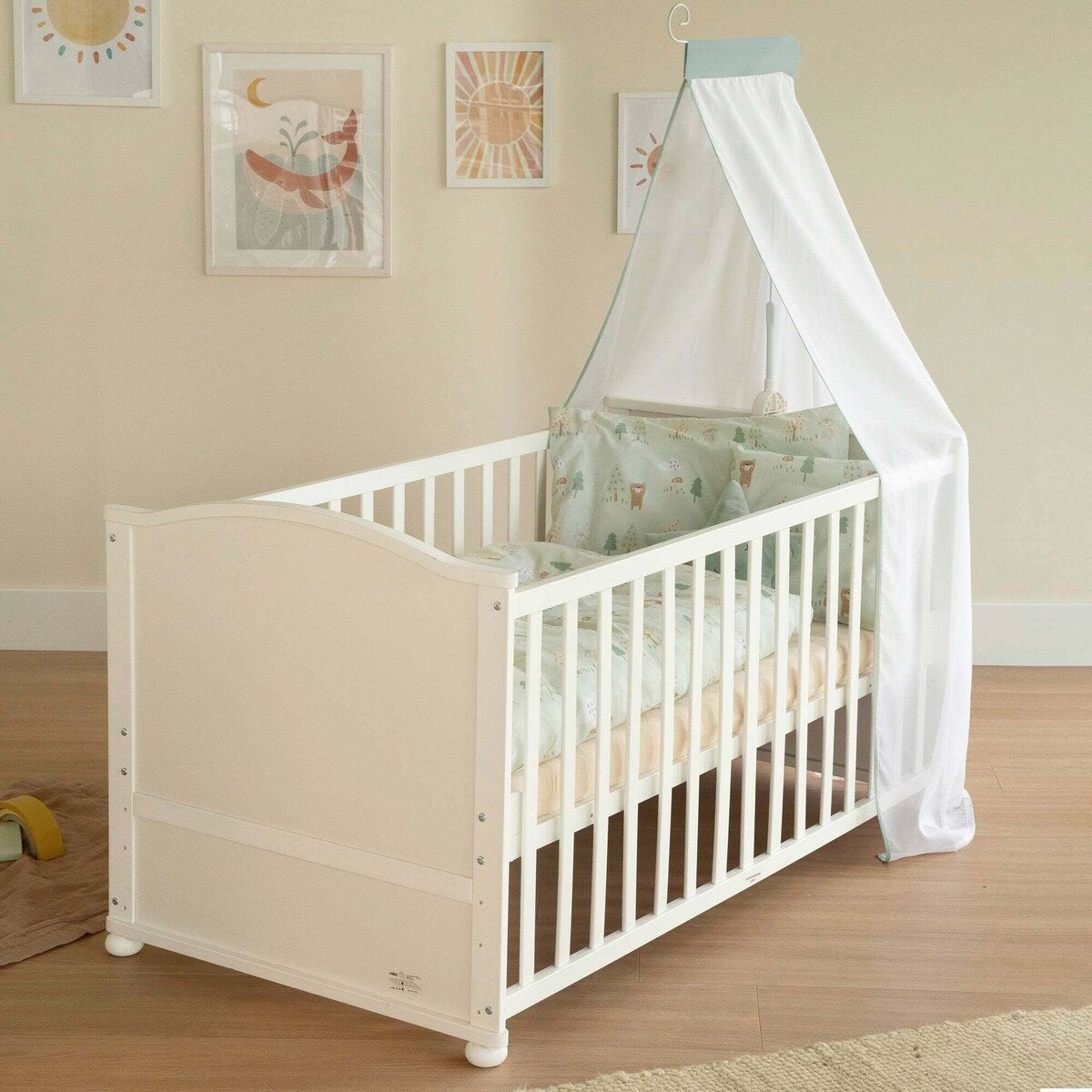 Komplett sprinkelseng 70x140 cm Woodland Buddies bakside