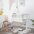 Bakside av Komplett vuggesett Little Stars i tre med himmel