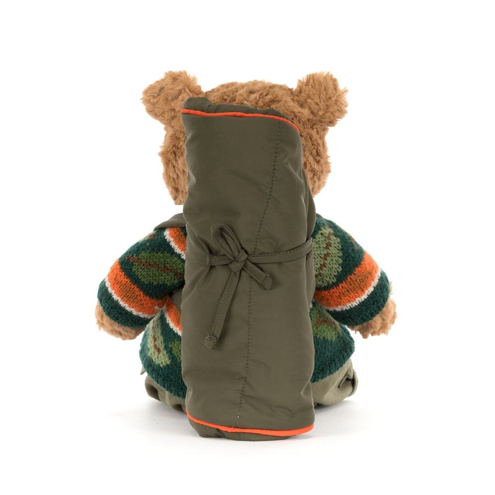 Detalj av turantrekket til Kosebamse Bartholomew Bear
