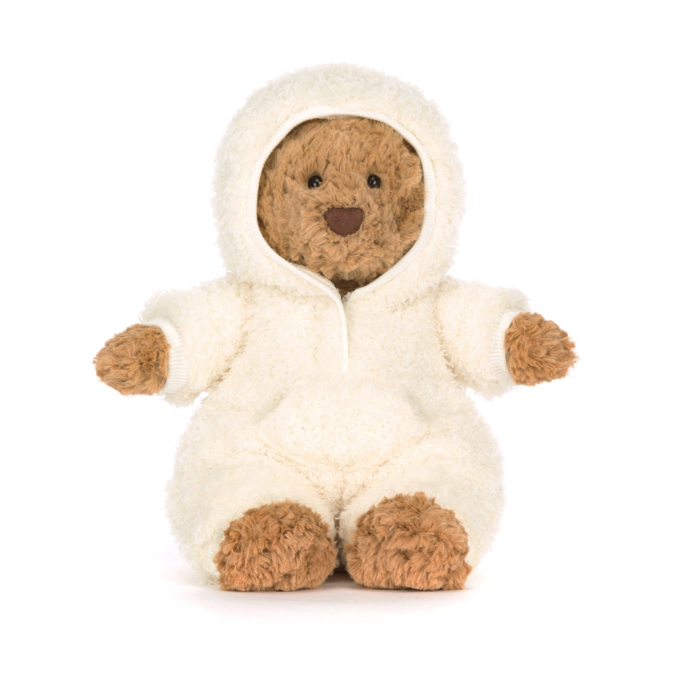 Kosebamse Bartholomew Bear med heldress antrekk forfra