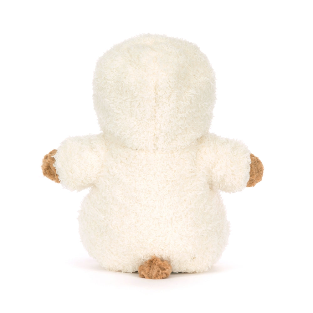 Detalj av heldress på Kosebamse Bartholomew Bear med heldress antrekk