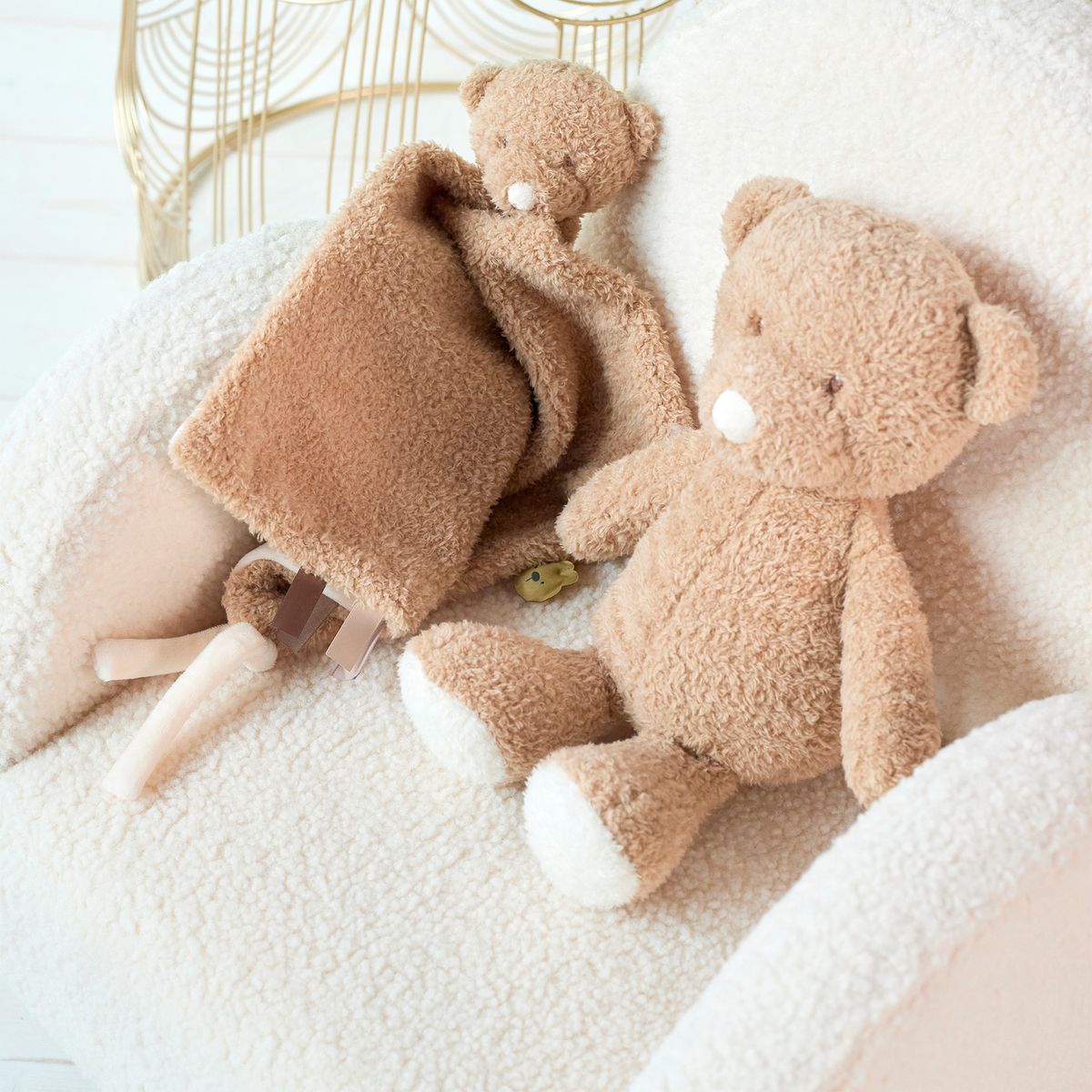 Montert Kosebamse bjørn i mykt teddystoff fra Nattou