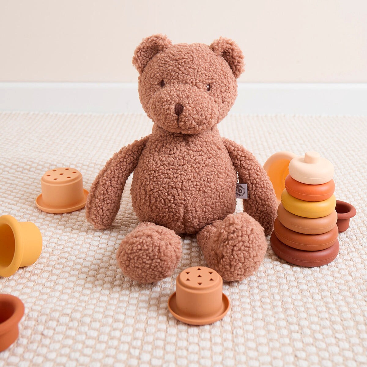 Kosebamse bjørn Mika bouclé polyester bakside