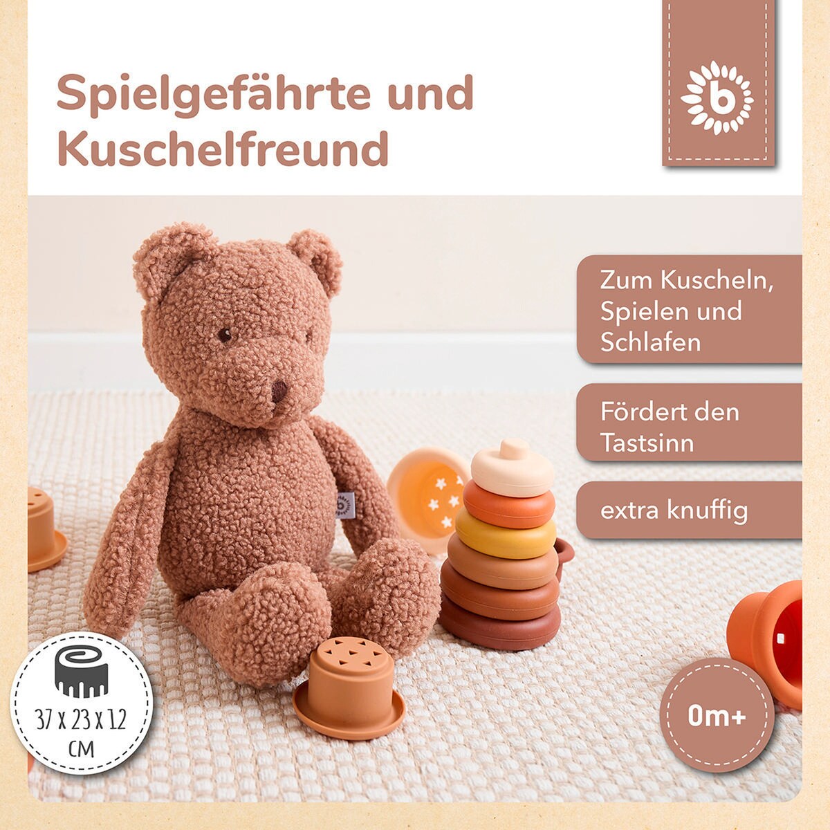 Kosebamse bjørn Mika bouclé polyester logo Bieco