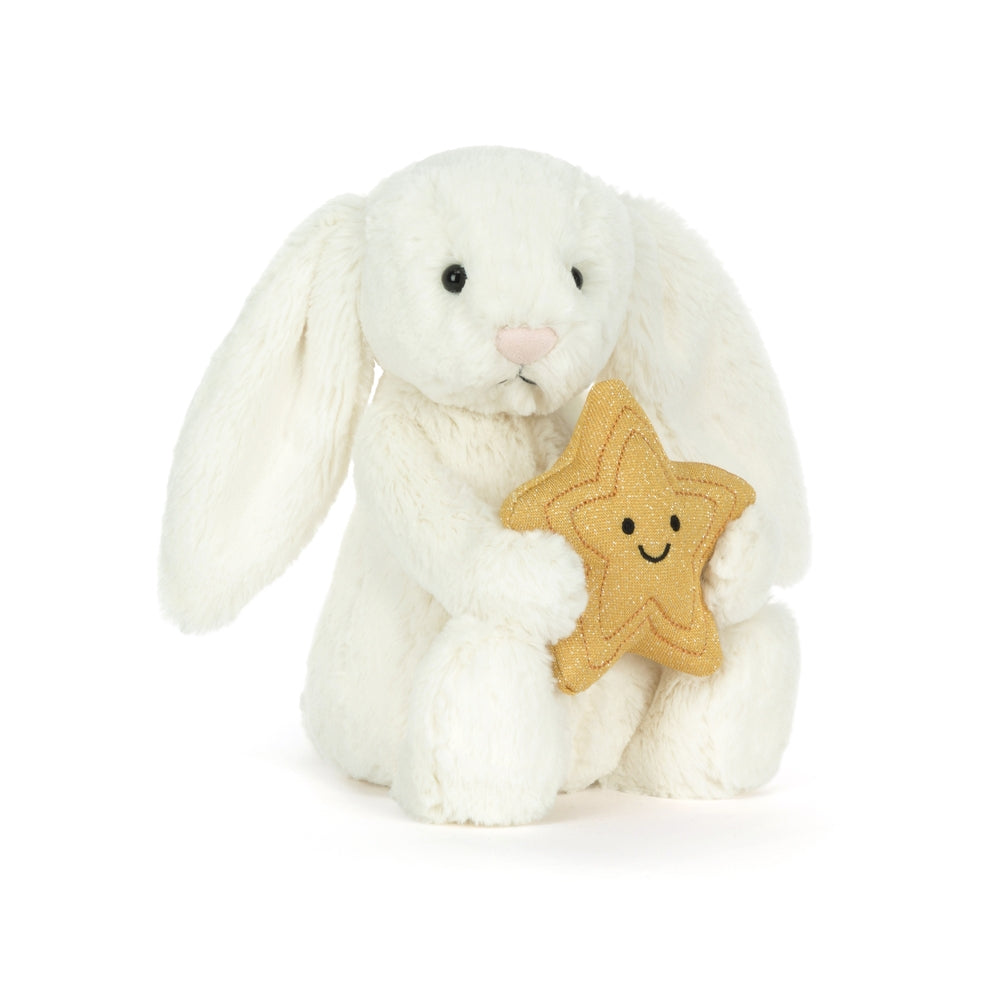 Kosebamse kanin med gullstjerne Jellycat bakside