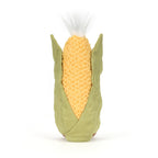 Kosedyr Amuseables Sweetcorn maiskolbe 27 cm montert og nærbilde