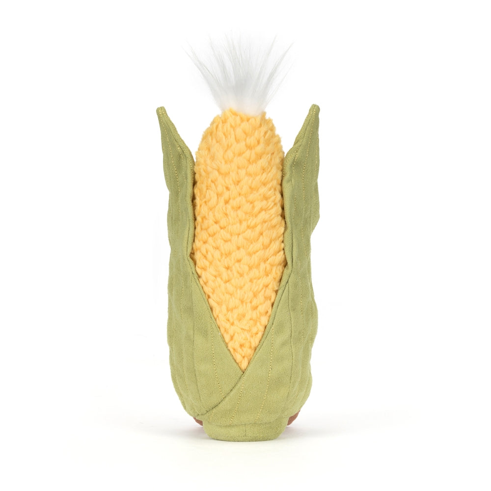 Kosedyr Amuseables Sweetcorn maiskolbe 27 cm montert og nærbilde