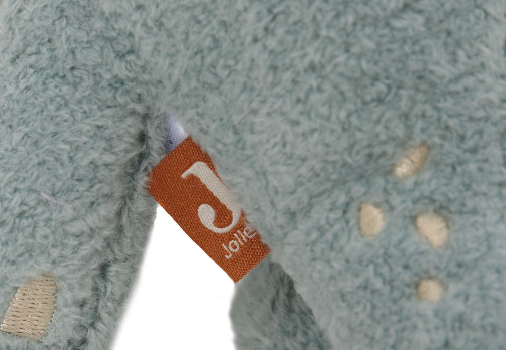 Detalj av knitreører på Kosedyr dinosaur Roarsome gråblå med knitreører