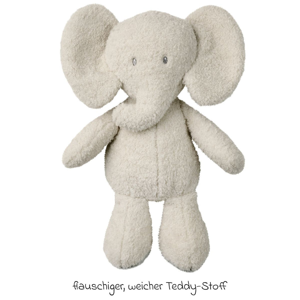 Kosedyr elefant i teddystoff grå bakside