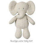 Kosedyr elefant i teddystoff grå bakside