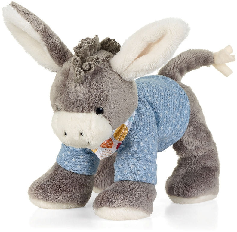 Kosedyr Emmi esel med rangle 23 cm sett forfra