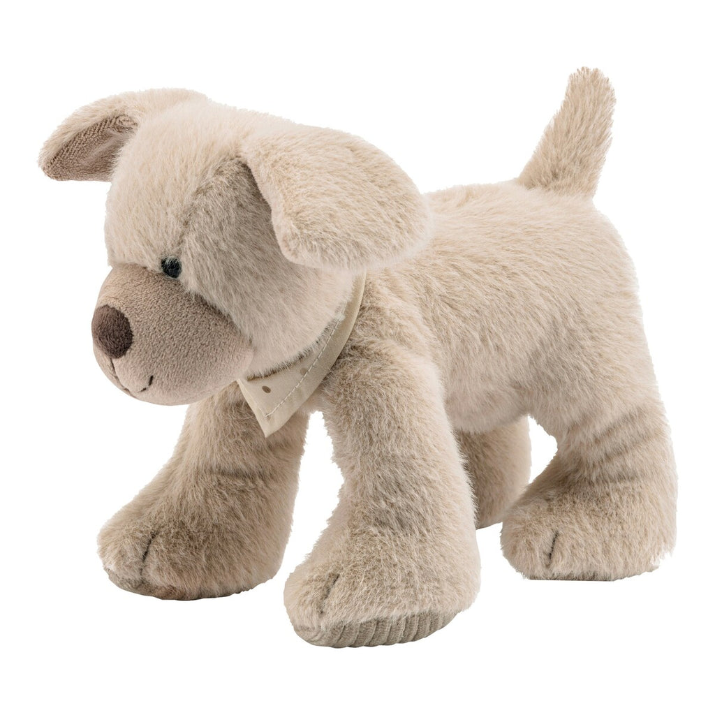 Kosedyr hund Lucky med rangle 21 cm plysj forfra
