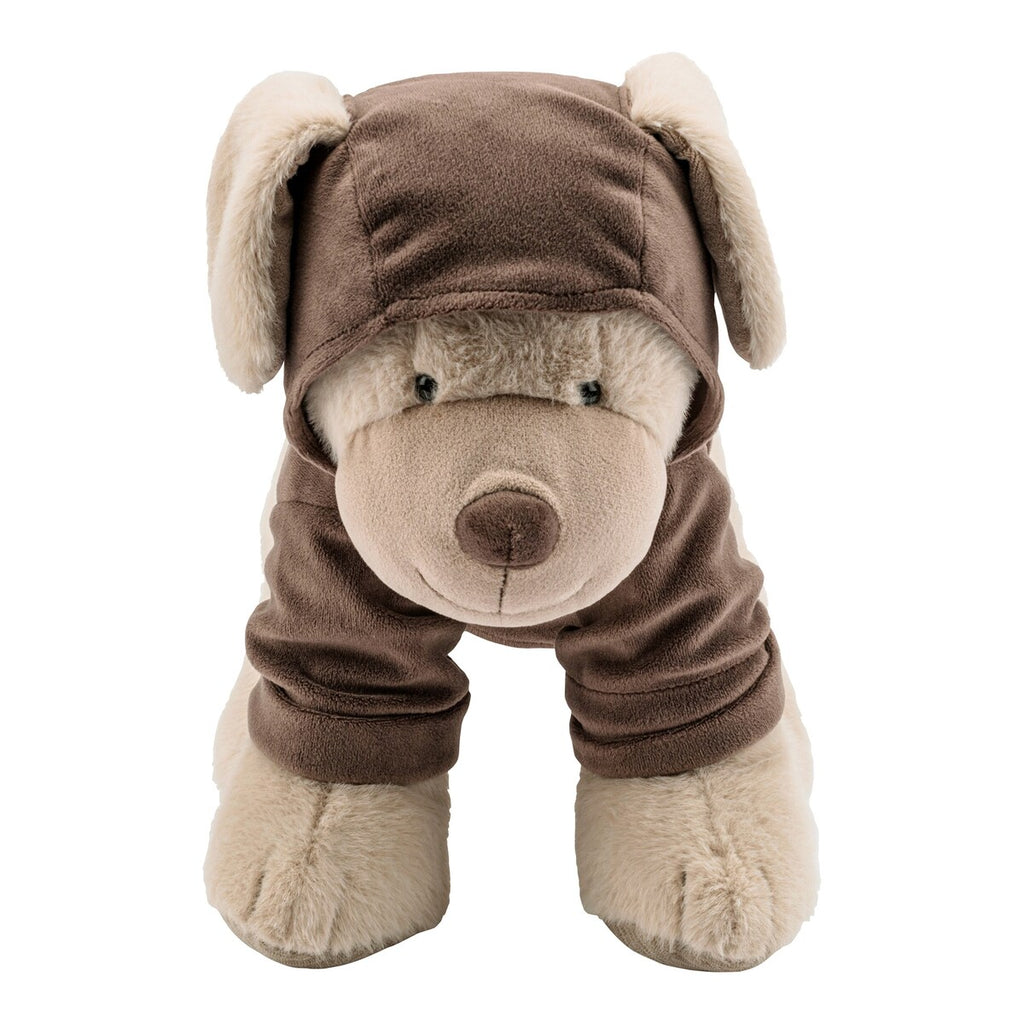 Detalj av t-skjorte på kosedyr hund Lucky med t-skjorte 40 cm plysj