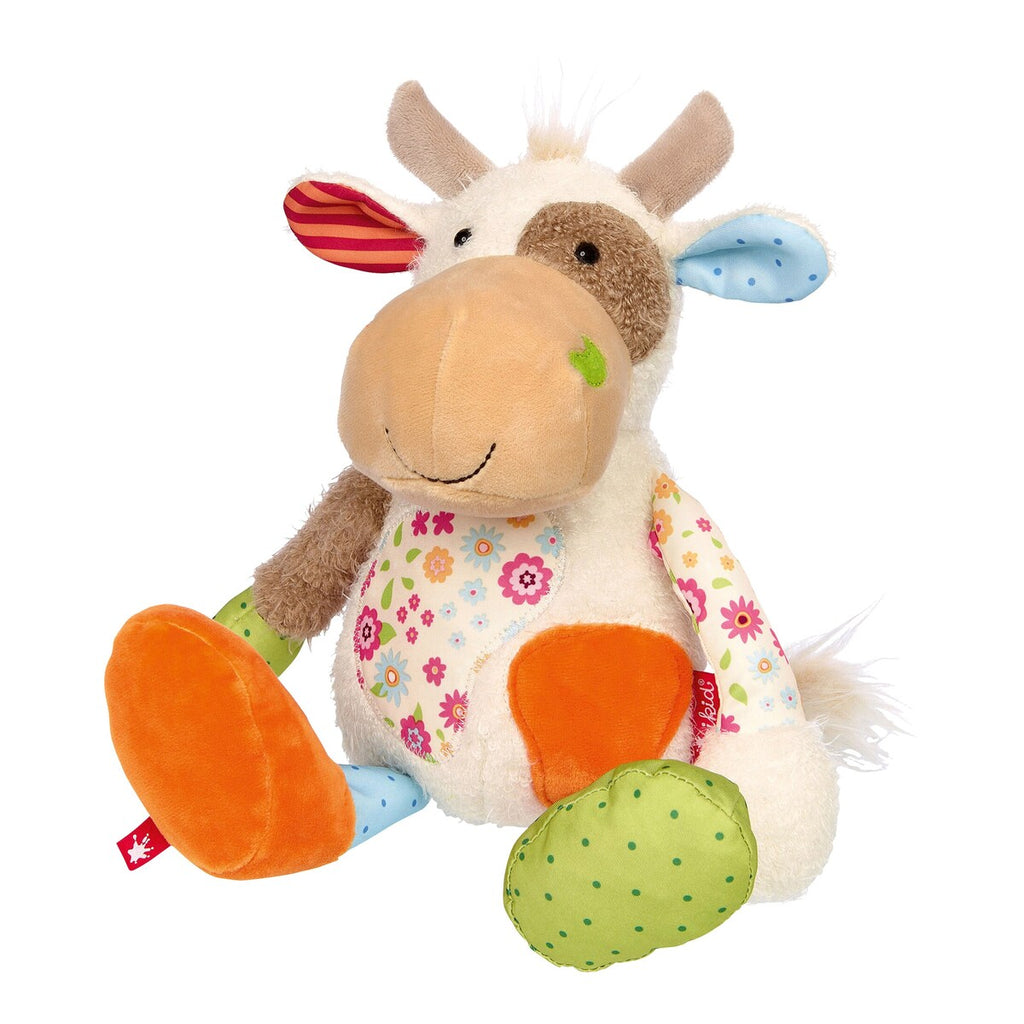 Kosedyr ku Patchwork Sweety 30 cm i plysj forfra