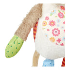 Nærbilde av myk mikroplysj på kosedyr ku Patchwork Sweety 30 cm i plysj
