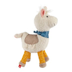Detalj av kosedyr lama Patchwork Sweety i plysj