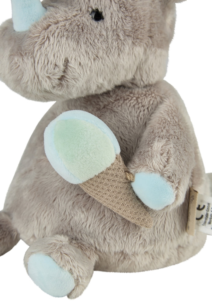Nærbilde av stoffet på Kosedyr M neshorn Noah 17 cm