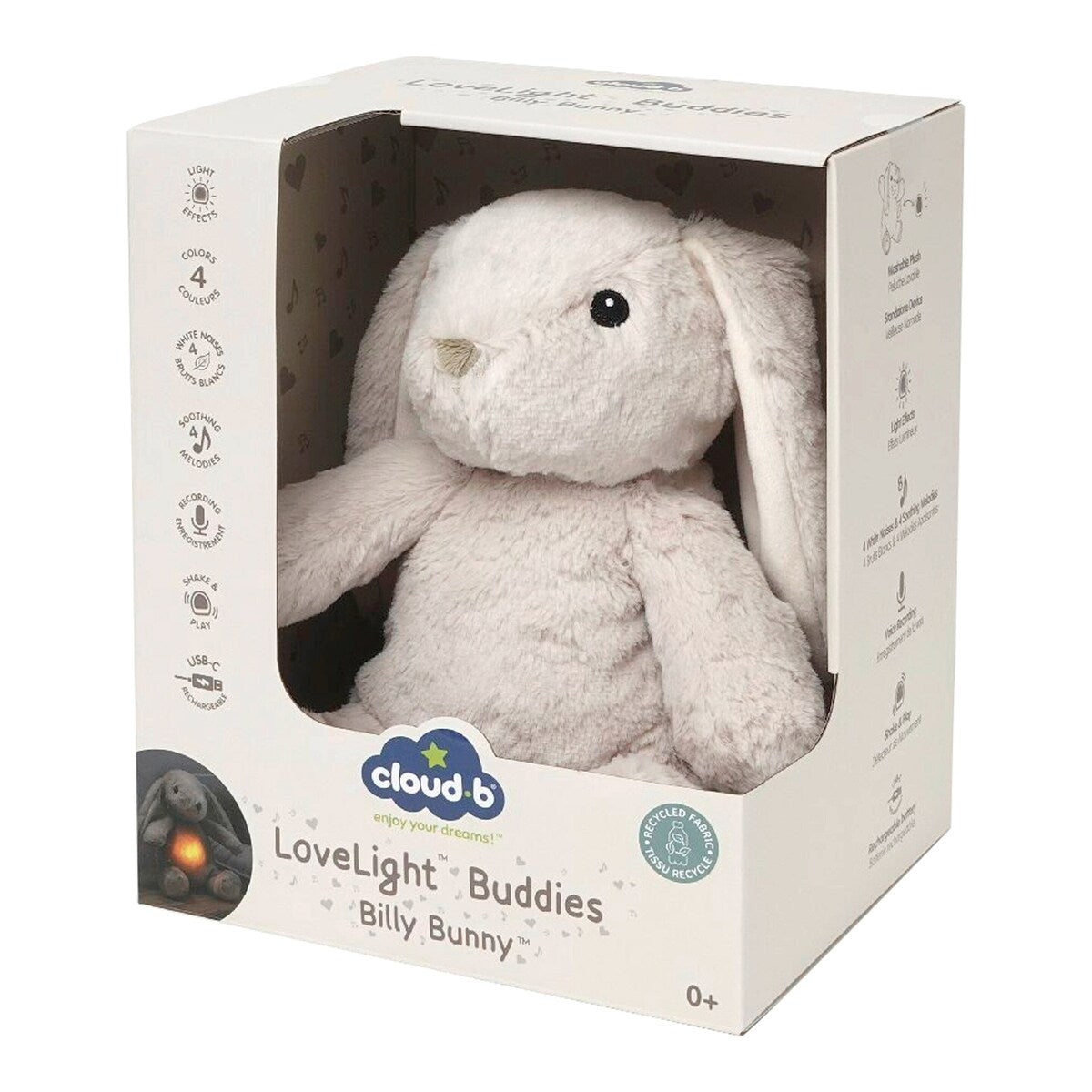 Kosedyr med nattlys LoveLight Buddies, USB-C - Cloud B