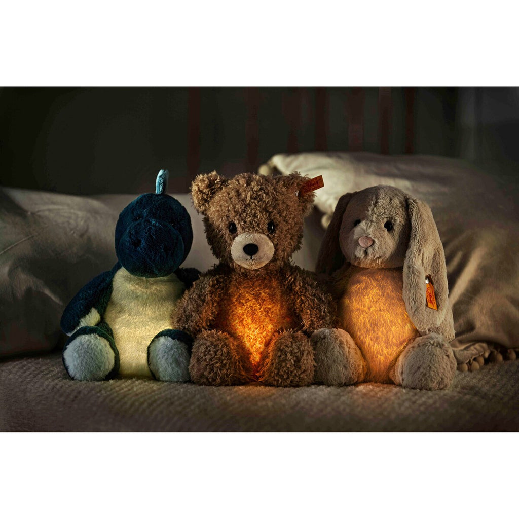 Kosedyr teddybjørn Caspar med nattlys 28 cm i barnerom