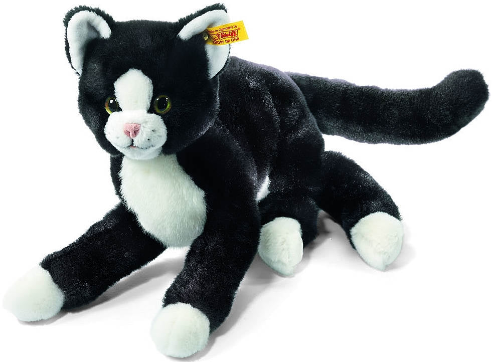 Kosekatt Mimmi liggende 30 cm svart/hvit Steiff