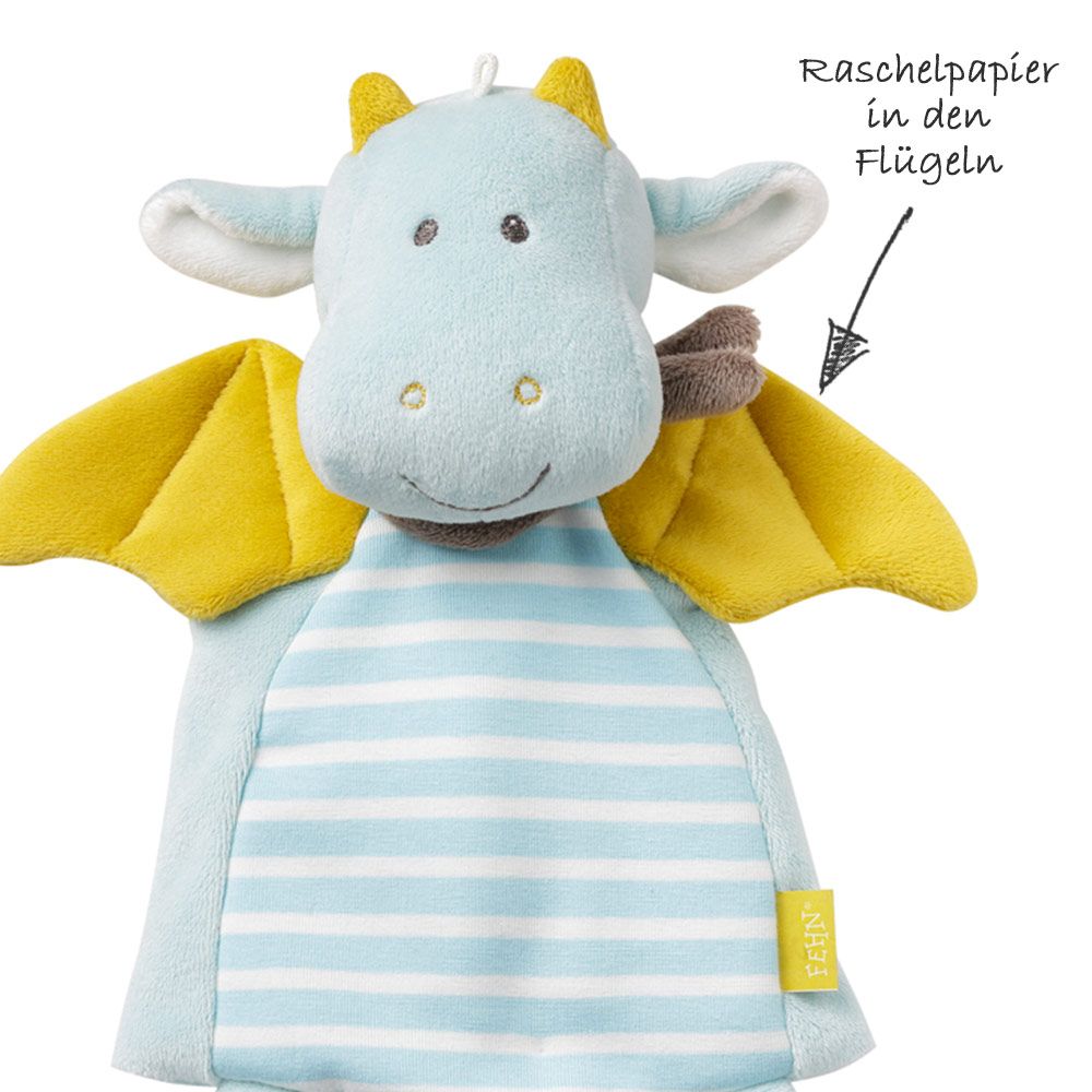 Detalj av smokkefeste på Koseklut drage Little Castle 30 cm med smokkefeste