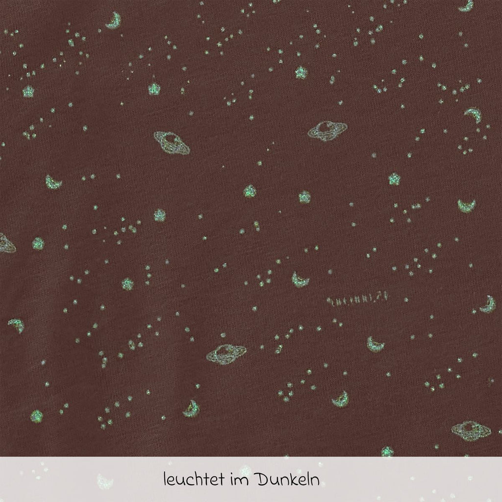 Nærbilde av stoff på Koseklut Glow in the dark 28 cm kanin Lapidou Sand