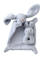 Koseklut kanin med 3D-hode 26x29 cm i muslin bakside