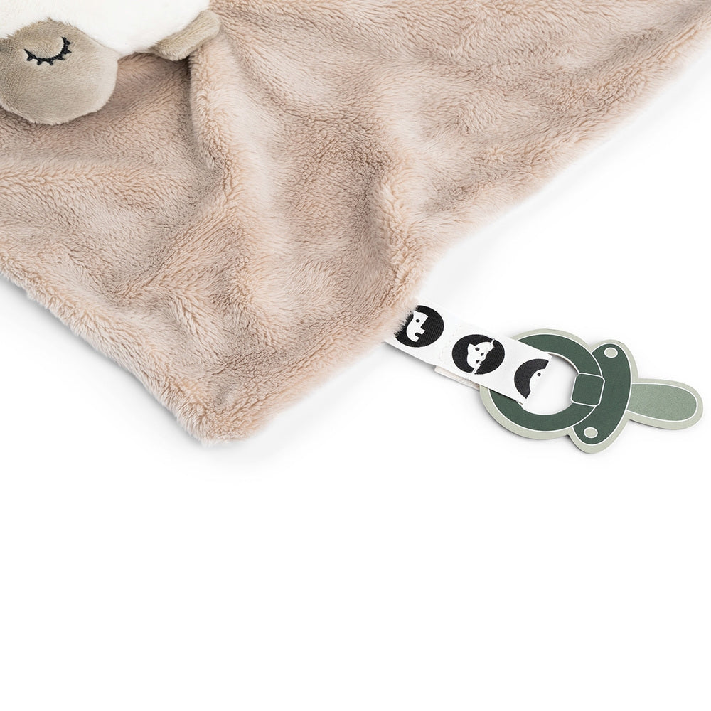 Koseklut Sheepy med smokkholder sand bakside