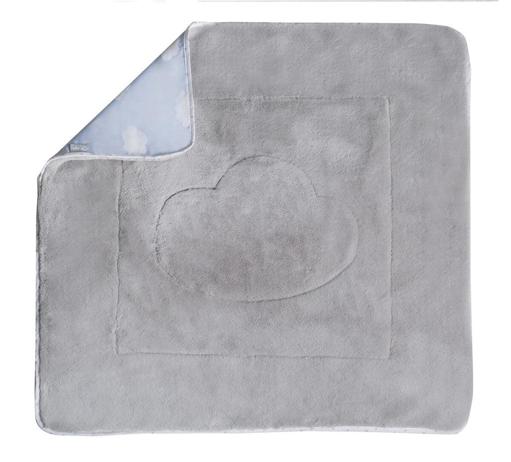 Koseteppe Kleine Wolke blå bomull og fleece detalj av materiale