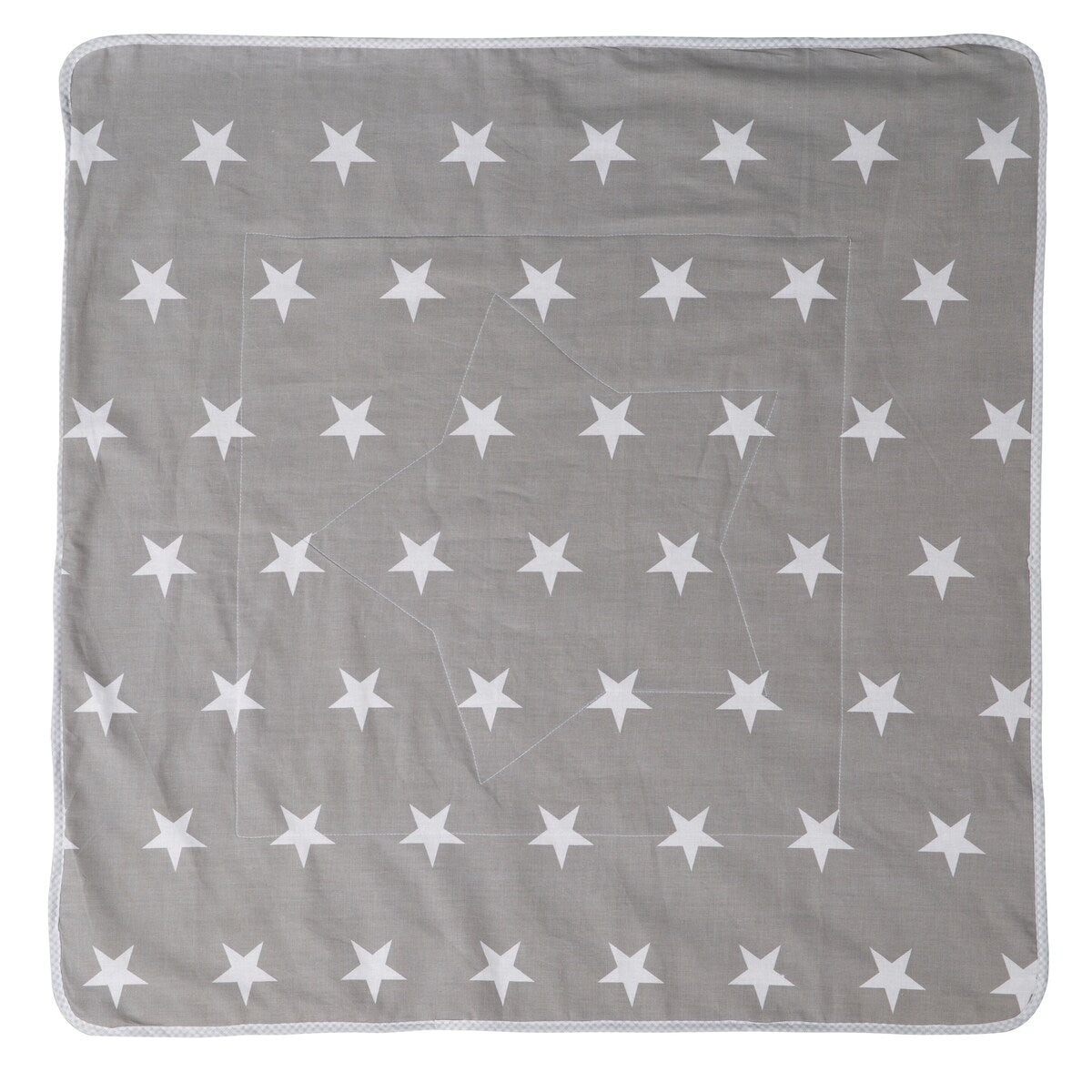 Bakside av Koseteppe Little Stars stjernequilting 80x80 cm
