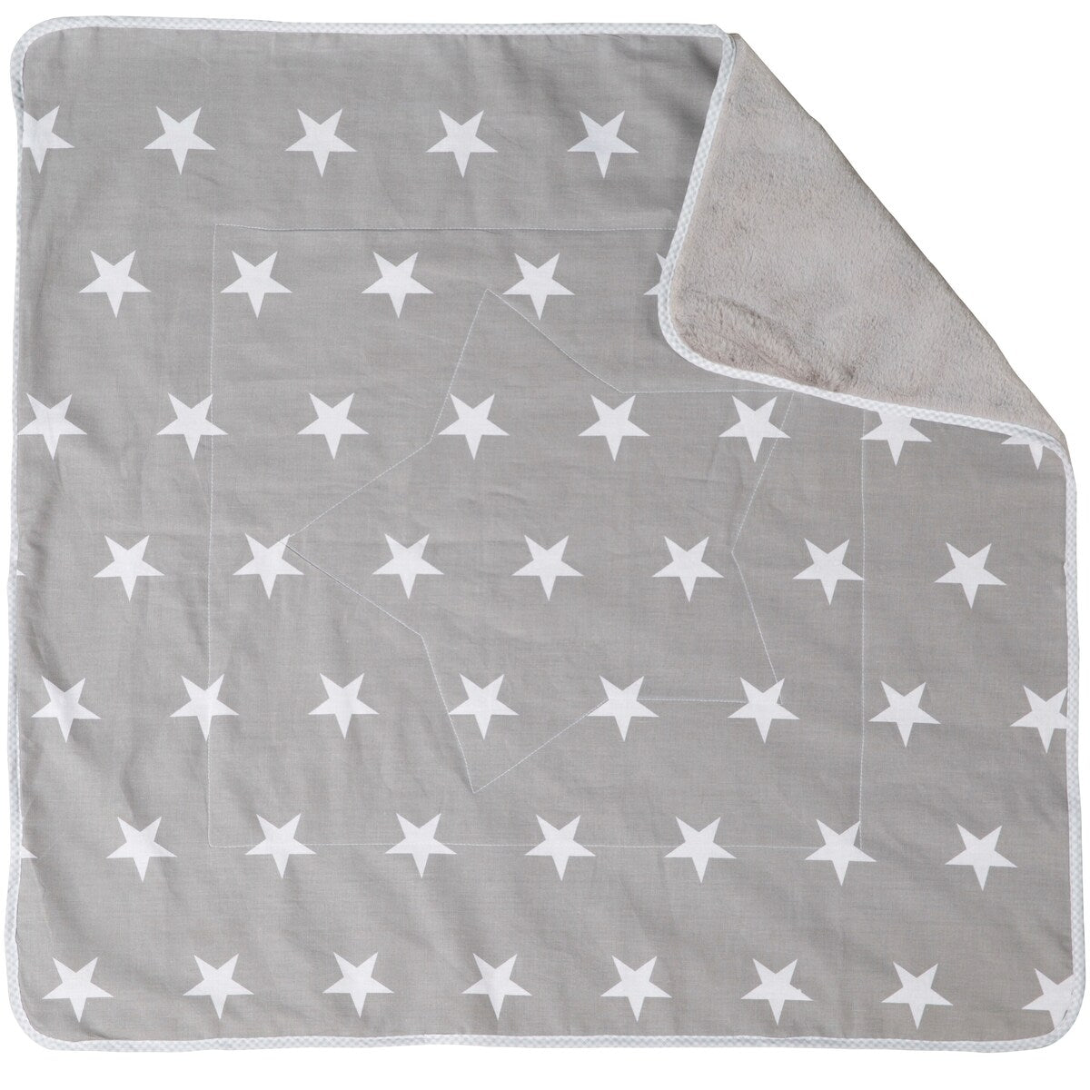 Koseteppe Little Stars stjernequilting 80x80 cm forfra