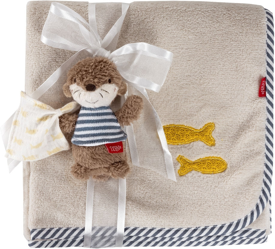 Koseteppe med oterfigur for baby - Fehn forfra