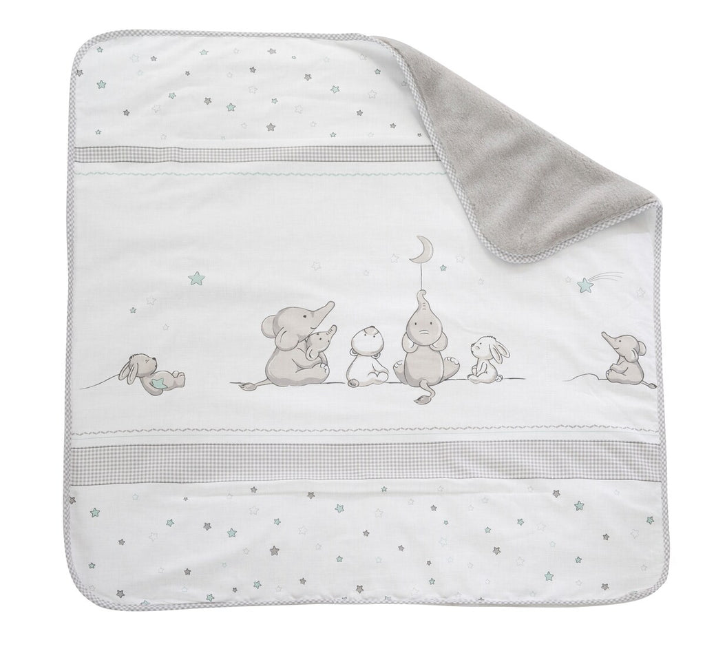 Koseteppe Sternenzauber bomull og fleece 80x80 cm forfra