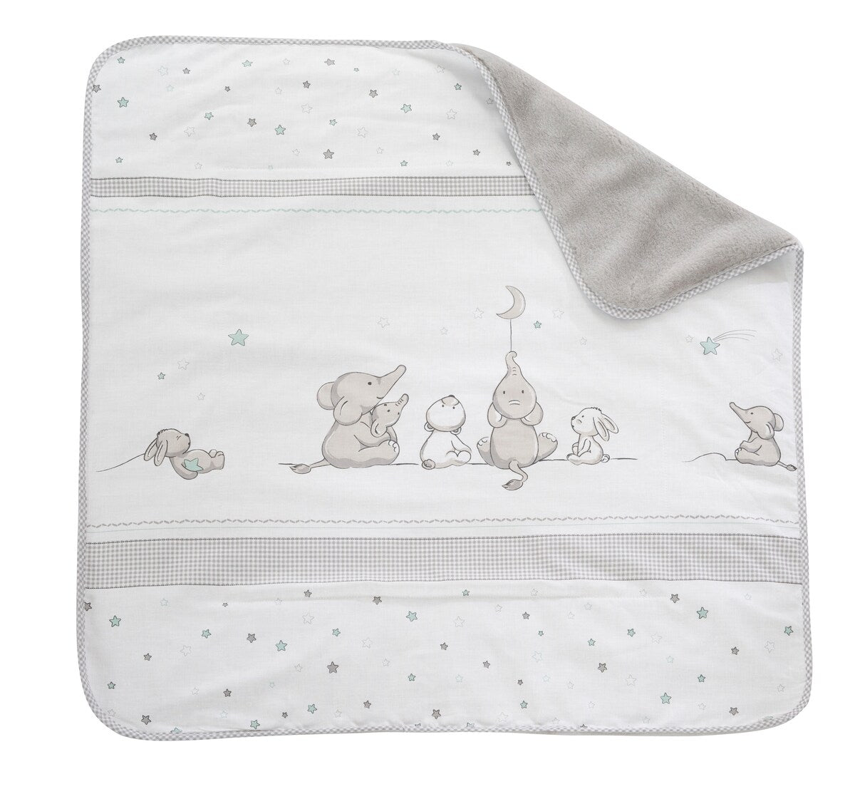 Koseteppe Sternenzauber bomull og fleece 80x80 cm forfra