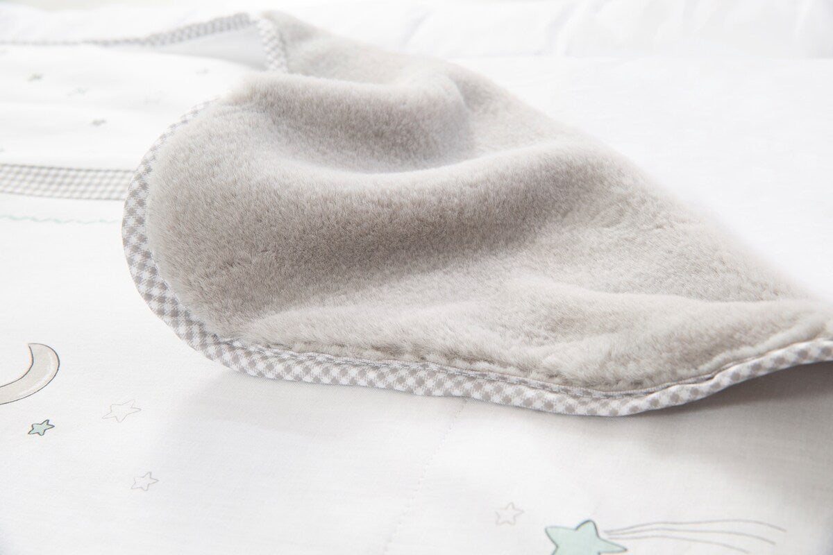 Koseteppe Sternenzauber bomull og fleece 80x80 cm detalj av materiale