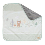 Koseteppe Woodland Buddies 80x80 cm bomull og fleece bakside