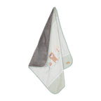 Koseteppe Woodland Buddies 80x80 cm bomull og fleece detalj av stoff