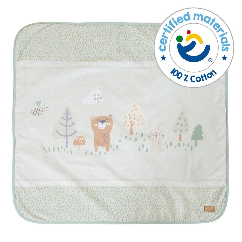 Koseteppe Woodland Buddies 80x80 cm bomull og fleece pakket